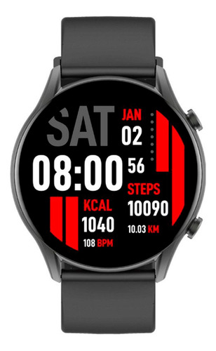 Smartwatch Kieslect Kr 1.32  Caja 45.7mm De  Metal  Negra, Malla  Negra De  Silicona Y Bisel  Negro