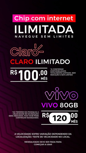 Chip Vivo Pos Pago 80gb Internet Ilimitada Vivo Regular