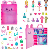 Polly Pocket Set Con 4 Muñecas, 3 Mascotas Y 50 Accesorios.