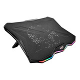 Base De Notebook Gamer Nisuta Nscn93r Led Rgb Y Reg. Fans Color Negro