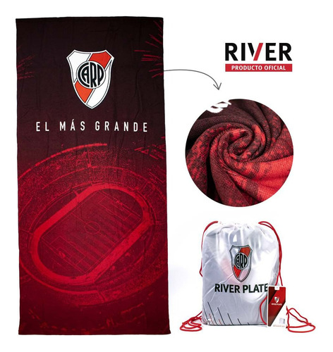 Toallones Secado Rapido River Boca Oficial C/ Mochila Regalo