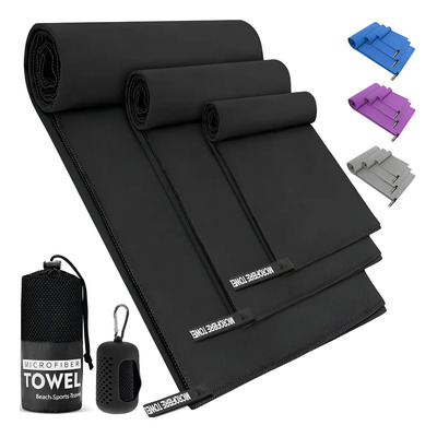Toalla Microfibra Lonk Secado Rápido 4 Natación Gimnasio Negro | MercadoLibre