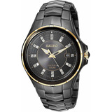 Reloj Pulsera Seiko Coutura Sne506 De Cuerpo Color Negro, Analógico, Para Hombre, Fondo Negro, Con Correa De Acero Inoxidable Color Negro, Agujas Color Oro Y Blanco, Dial Plateado, Minutero/segundero 