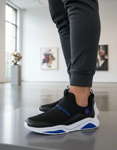 Tenis Champion Hombre Legend Lo Negro Ca101453m Look Trendy
