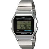 Reloj Hombre Timex Con Luz Indiglo 34 Mm 3 Atm T785829j Correa Plateado Bisel Plateado Fondo Gris