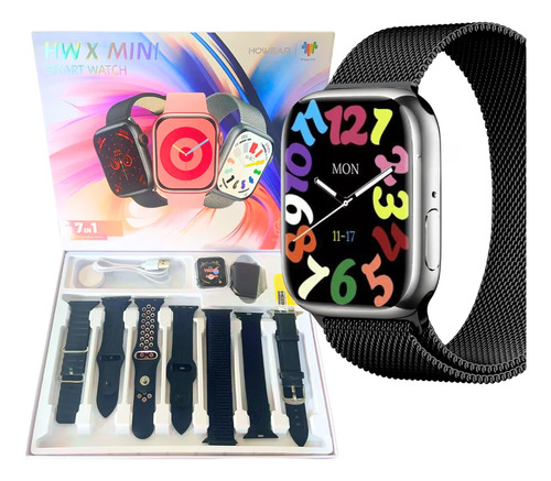 Relógio Smartwatch Hw X Mini Amoled 7 Pulseiras Case Pel Nfc | Parcelamento sem juros