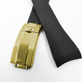 Extensible Negro 20mm Y Broche Dorado Amarillo Para Rolex