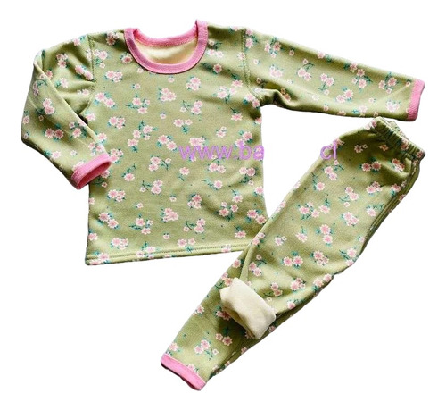 Pijama 2 Piezas Micropolar Flores Verde