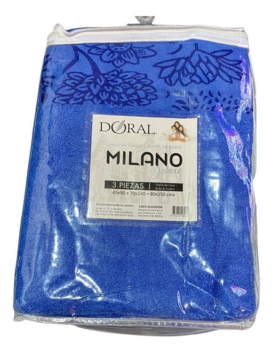 Set Toallas Doral Milano Con Borde Jacquard 3 Piezas 