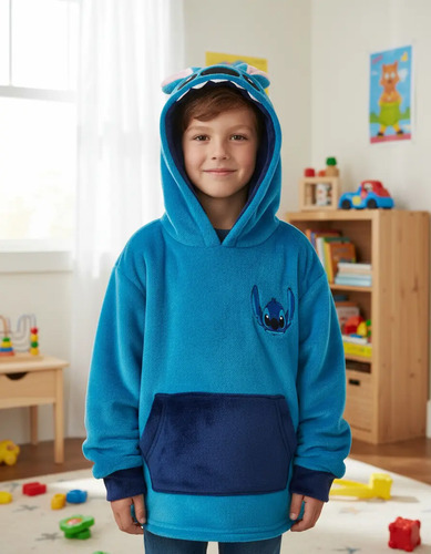 Sudadera Maxi Tipo Peluche Para Niño De Stitch