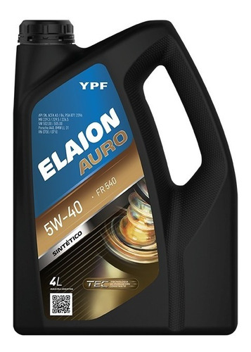 Aceite Elaion Auro 5w40 Sintetico 4l Volkswagen Peugeot Fr