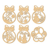 Pack 6 Esferas Personalizadas Navidad Madera Mdf Natural