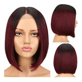 Peluca De Cabello Humano Corta Bob Rojo 10pulgadas