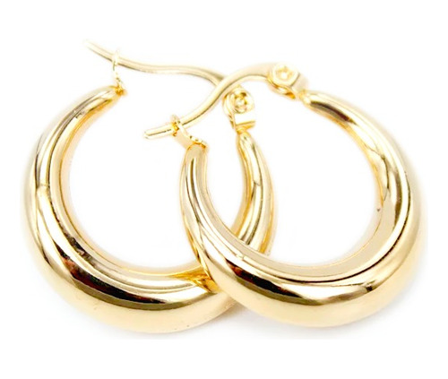 Aros Lyra Argolla Acero Inoxidable Chapado Oro 18k 3,5 Cms