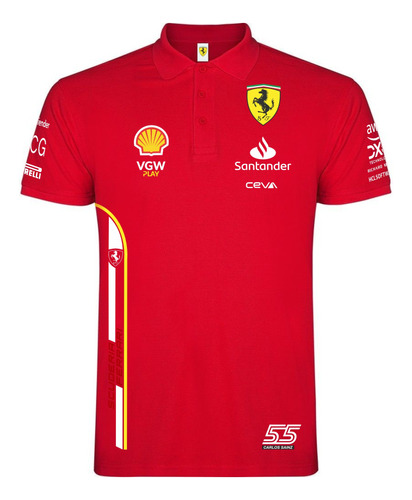 Playera Tipo Polo Ferrari F1 Carlos Sainz Escudería