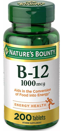 Vitamina B12 1000mcg (200 Tabletas) Natures Bounty Hecho E.u