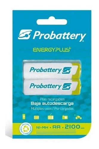 Blister De 2 Pilas Aa Recargables Probattery 2100mah