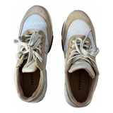 Zapatillas Blancas Con Gamuza Beige