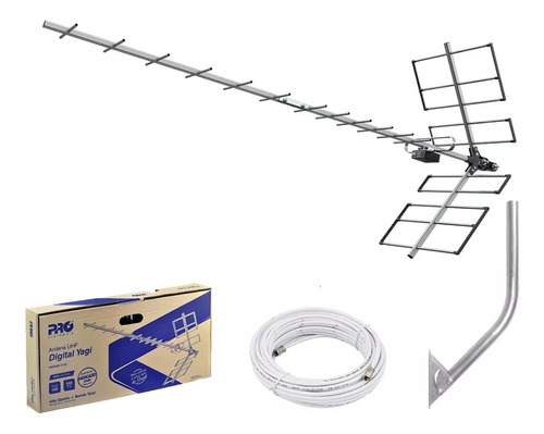 Kit Antena Proeletronic Yagi + Mastro + 15m Cabo + Booster 