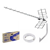 Kit Antena Proeletronic Yagi + Mastro + 15m Cabo + Booster 