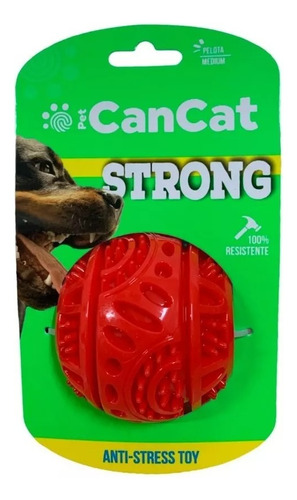 Juguete Para Perros Pelota Cancat Super Dura Talle Mediano Color Rojo