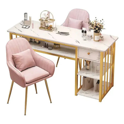 100cm Mesa Para Manicura Texturizada Marmol Con Un Cajón Y Tres Compartimentos Estilo Simple | MercadoLibre