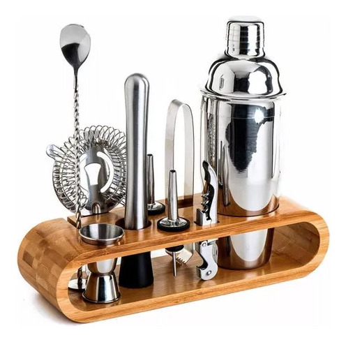 Set Bartender Sacacorchos Destapador Coctelera 10 Piezas