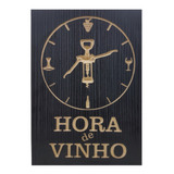 Quadro Entalhado Em Madeira - Hora De Vinho - Bar - Adega