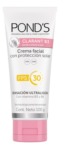 Crema Ponds Clarant B3 Con Protección Solar Fps 30 100 Gr