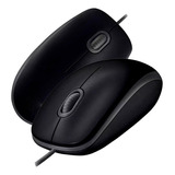 Mouse Preto Simples C/ Fio Usb Para Escritório Logitech