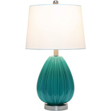 Lámpara Cristal Elegante Buró Mesa Led Decorativa Lujo Azul