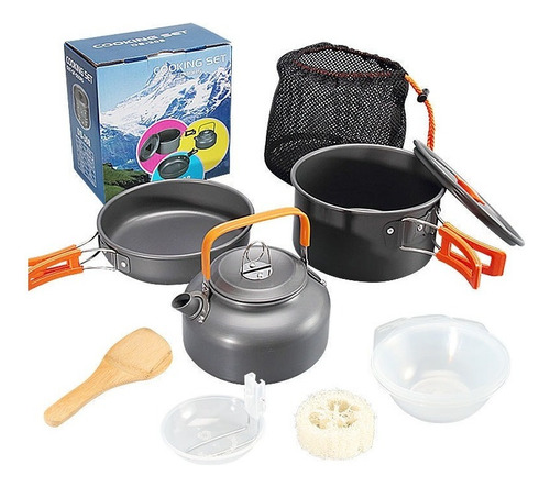 Set Ollas Outdoor Camping Cocinilla Utensilios Ds-308