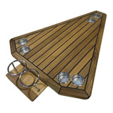 Mesa Nautica Madera Triangular P/proa C/portabotella Premium