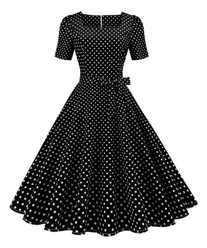 Mycity® Vestido Manga Corta Con Escote Cuadrado Para Mujer | MercadoLibre