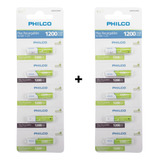 Pilas Recargables Philco Aaa 1200 Mah Pack De 10 Unidades