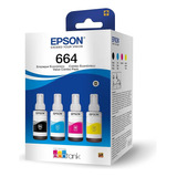 Paquete De 4 Tintas Epson Ecotank Colores Y Negro T664