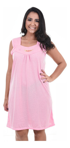 Camisola Senhora Regata Feminina Vestido Pijama Cor Lisa