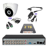 Kit Video Vigilancia 12 Cámaras Domo Dahua 2tb Baluns Dvr 16