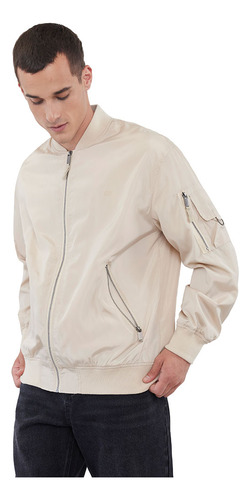 Chaqueta Hombre Bomber Aviador Beige Corona