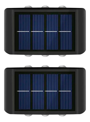 Pack X 2 Lampara Solar 6 Led Exterior Aplique De Muro