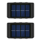 Pack X 2 Lampara Solar 6 Led Exterior Aplique De Muro