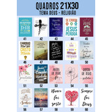 8 Quadros Frases Biblicas Religião Evangélica Deus 21x30