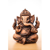 Estatuilla Ganesha Resina Color Madera - Importado De India