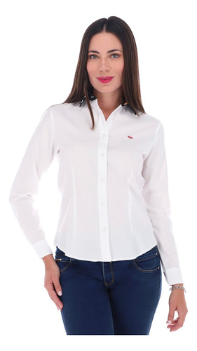 Camisa Casual Mujer Porto Blanco Manga Larga