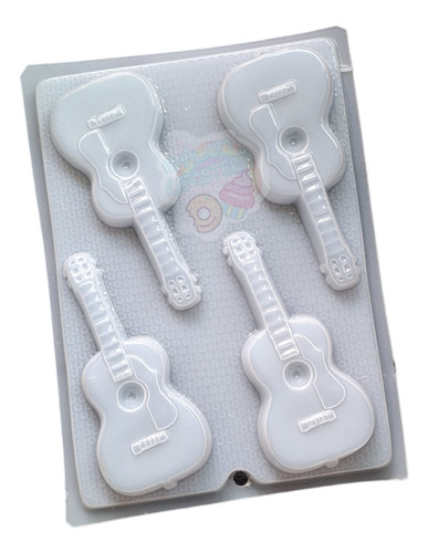 * Molde Mediano Gelatinas 4 Guitarras Acusticas Coco Jabon