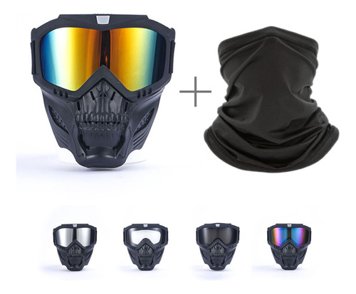 Goggles Motocross Con Máscara Desmontable+bandana Deportivas