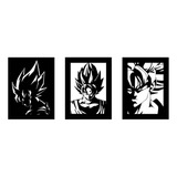 Cuadro Dragon Ball Z Pared Negro Calado 20x26cms Setx3 Unid