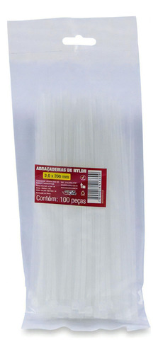 Abraçadeira Nylon Branca 3,6x200mm 100un - Force Line Cor Branco