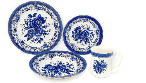 Set De Vajilla Porcelana Azul 16 Pz Victoria Blue