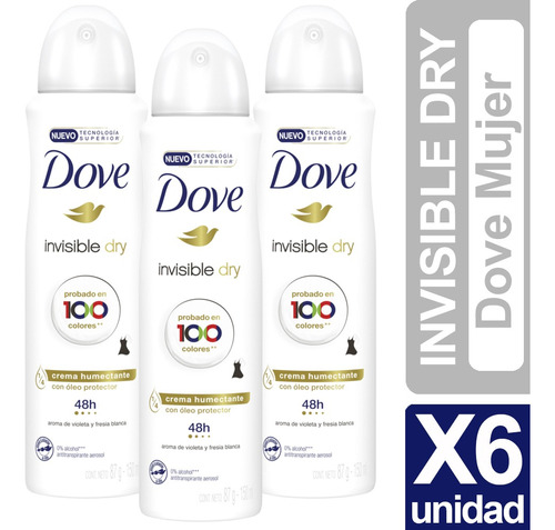 Desodorante Dove Invisible Dry Pack De 6 Unidades 150ml